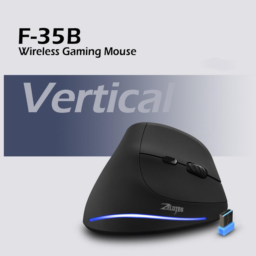 ZELOTES F-35B Kabellose Gaming-Maus in Schwarz mit 2,4 G, Bluetooth 3.0 und Bluetooth 5.0, ergonomische vertikale Maus mit drei Modi und 3 Gängen - Bild 7