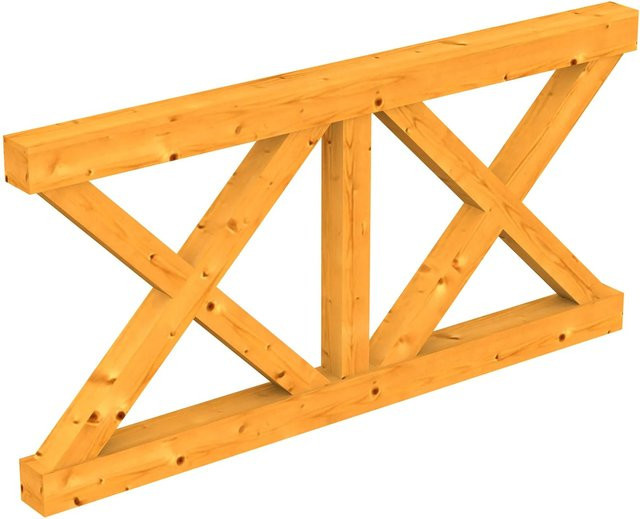 Skan Holz Brüstung Andreaskreuz aus Fichte in Eiche hell, B: 170 cm, H: 84 cm - Bild 1