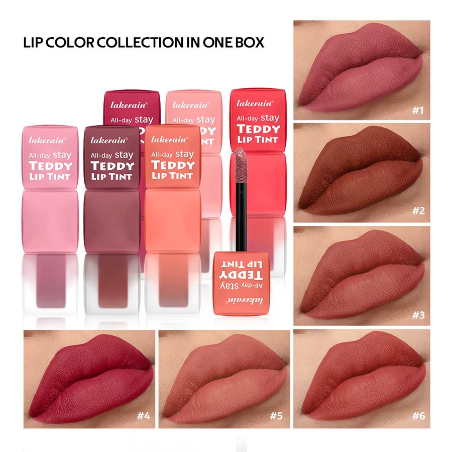Lakerain Lipgloss, 12H Matte Lippenfarbe, Wasserfest, 6 Farbtöne - Bild 2