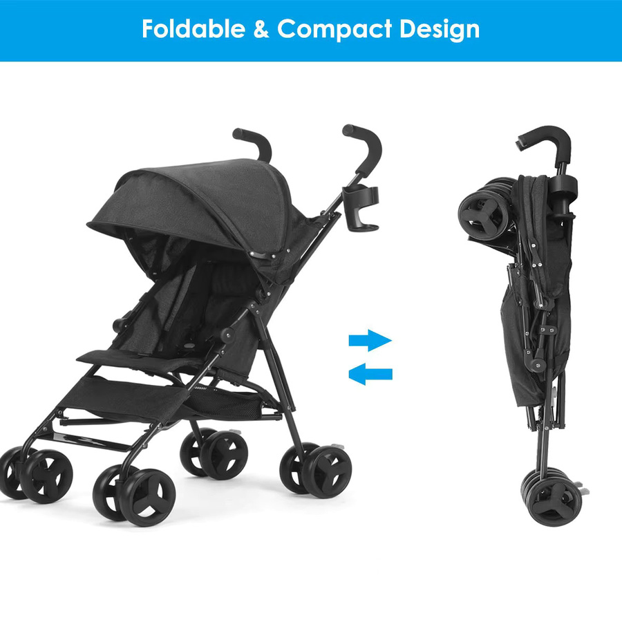 Wedyvko Reise-Kinderwagen Travel Buggy, faltbarer und leichter Buggy in Pink und Schwarz - Bild 6