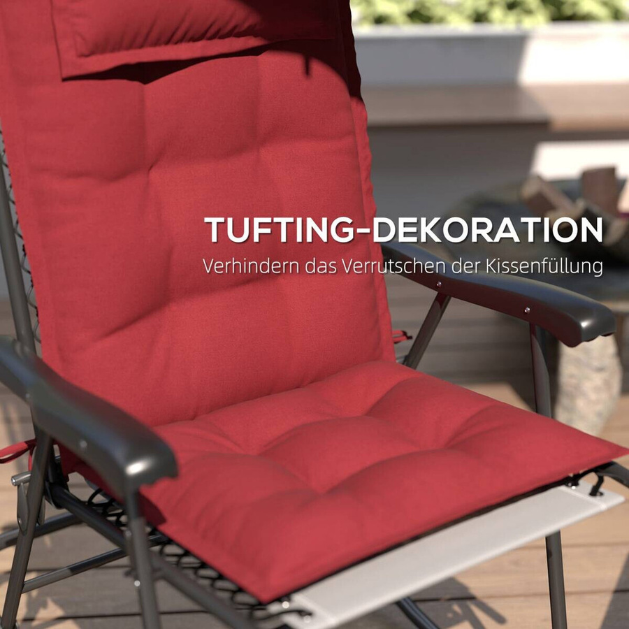 Outsunny Liegenauflage 2er Set weinrot aus Polyester, wasserabweisend und UV-beständig, B/H/L: 50 x 5 x 116 cm - Bild 2