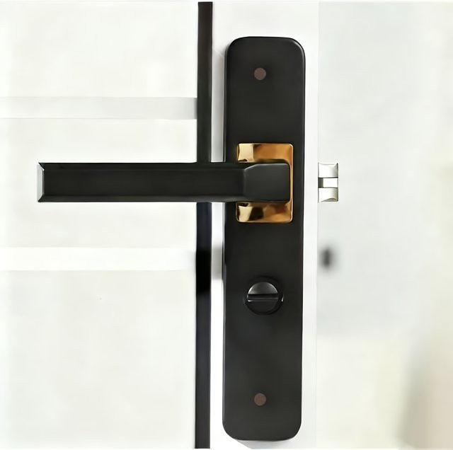Türschloss aus Aluminiumlegierung in Schwarz mit 2 Griffen für Badezimmer, Küche oder Schlafzimmer - Bild 1