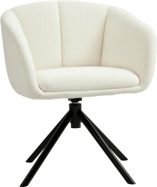 HOMCOM Sessel in Cremeweiß mit Metallgestell und Armlehnen, modern und drehbar, B/T/H: 59 x 58,5 x 78,5 cm - Bild 1