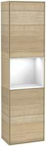 V&B Finion Hochschrank mit Wandbeleuchtung und Glasfächern in Weiß lackiert mit Eichenoptik, B/T/H: 41,8 x 15,0 x 151,6 cm - Bild 1