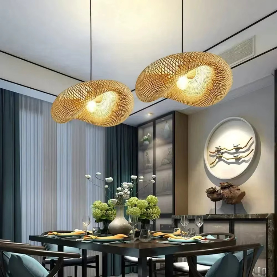 JOYINLED Rattan-Pendelleuchte aus Bambus in Braun für Wohnzimmer und Esszimmer - Bild 3