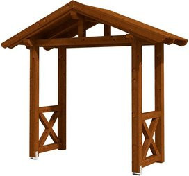 SKANHOLZ Vordach Stralsund 4 aus nordischer Fichte in Nussbaum Braun, B: 289 cm, T: 116 cm - Bild 1