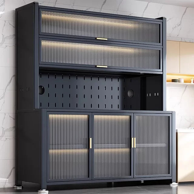 DUTRIEUX Küchenschrank aus Metall in Weiß mit Glastüren und Regalen im nordischen Design - Bild 1