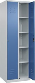 C+P Wäsche-Spind Classic PLUS mit 2 Abteilen, Stahlkonstruktion, Lichtgrau und Fernblau, H x B x T: 185 x 60 x 50 cm - Bild 1