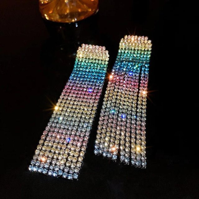 Lucky Star Jewelry Ohrringe, Vollstrass, Zirkon, Damen, Quasten-Hängeohrringe - Bild 1