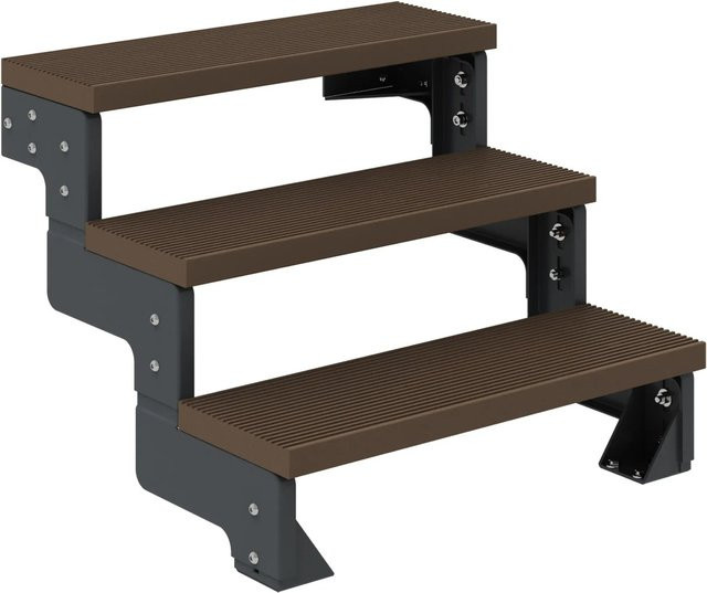 Dolle Außentreppe Gardentop aus Stahl und Holz in Anthrazit und Braun mit 3 Stufen und einer Breite von 80 cm ohne Geländer - Bild 1