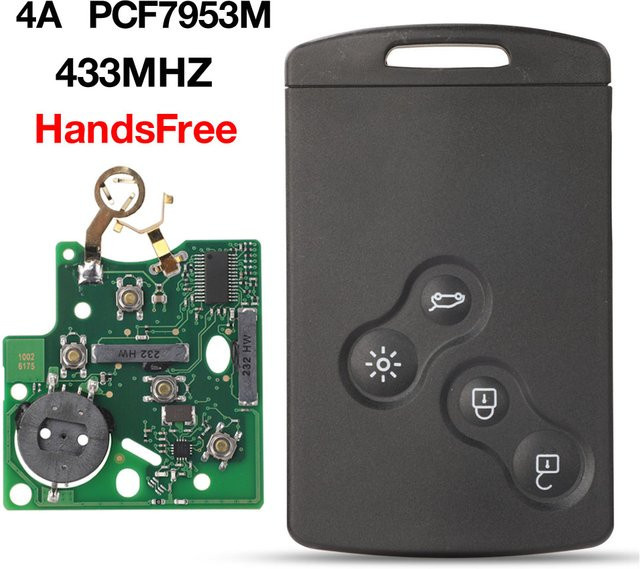 Jingyuqin Funkfernbedienung mit 434MHz und 4A PCF7953M Chip für Renault Koleos, Clio IV und Captur in Schwarz - Bild 1