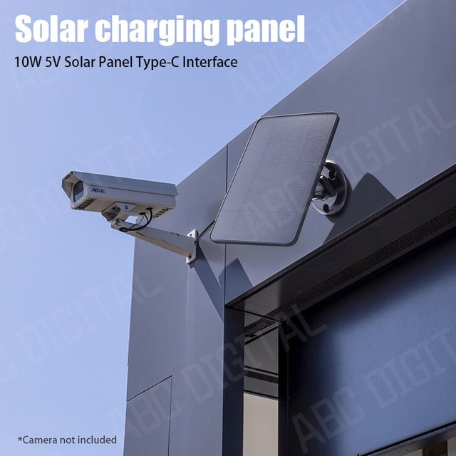 YTYIN 2-in-1 Solarpanel-Set mit Typ-C, 10 W 5 V Solarzellen-Ladegerät in Weiß für Überwachungskameras und kleine Heimbeleuchtungssysteme - Bild 1