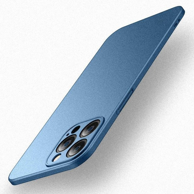Matte und ultradünne iPhone Schutzhülle aus hartem PC im Rahmenlosen Design für iPhone 16 15 14 13 Pro Max 16 Plus in Sand und Blau - Bild 1