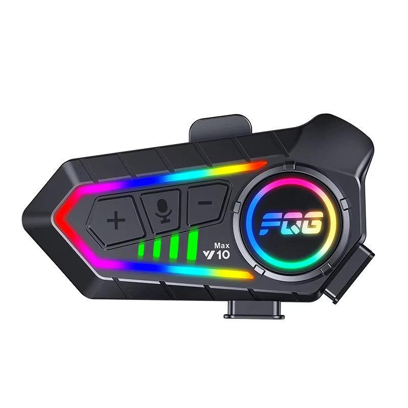 XINOWY Y10 Max Motorradhelm-Headset mit Bluetooth 6.0, CVC+DSP Geräuschunterdrückung, Wasserdichtigkeit und Beleuchtungslampe in Schwarz - Bild 3