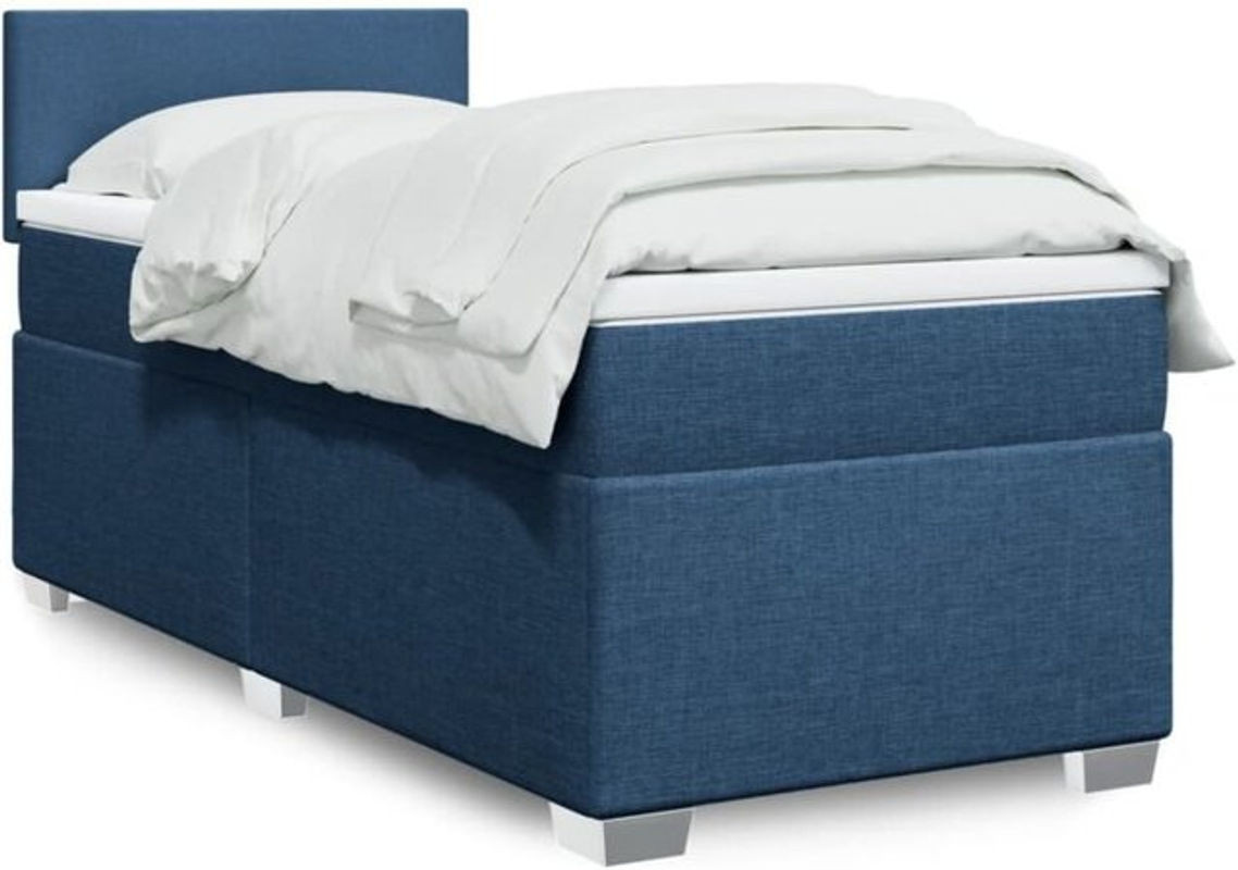vidaxl Boxspringbett mit Matratze in Blau und Weiß aus Stoff, B/T/H: 80 x 200 x 100,5 cm - Bild 1