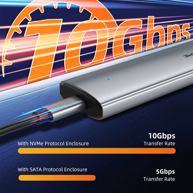 CABLETIME USB-C NVMe PCIe SSD-Gehäuse Gen2 10Gbps M.2 Adapter für NVMe PCIe NGFF SATA Festplatten - Bild 3