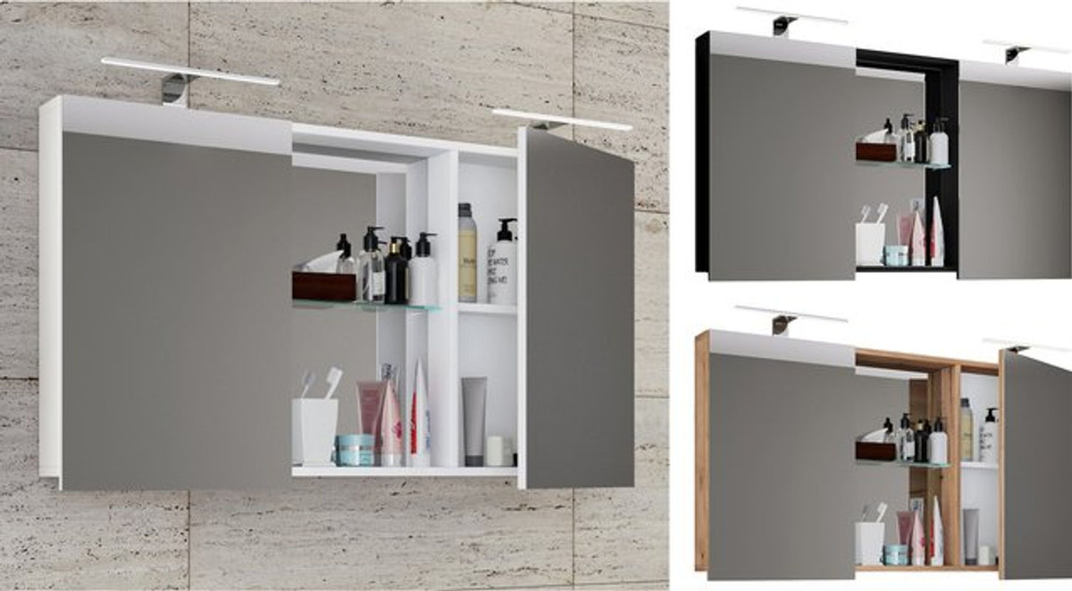 VCM Spiegelschrank Budasi in Weiss mit LED-Beleuchtung und ESG-Sicherheitsglas, B/H/T: 112 x 59 x 12 cm - Bild 4