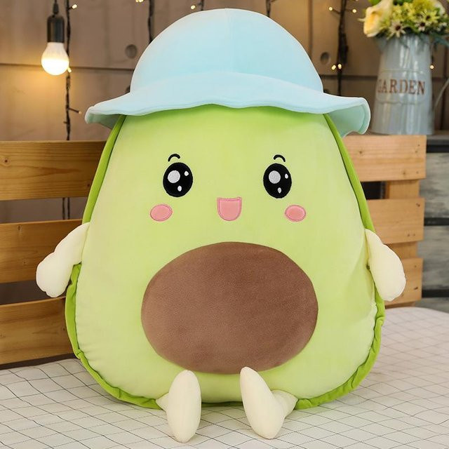 Avocado-Stofftier mit Hut, Avocado-Frucht-Kuscheltier, Avocado-Sofa-Kissen, 40-45cm, ab 14 Jahre - Bild 1