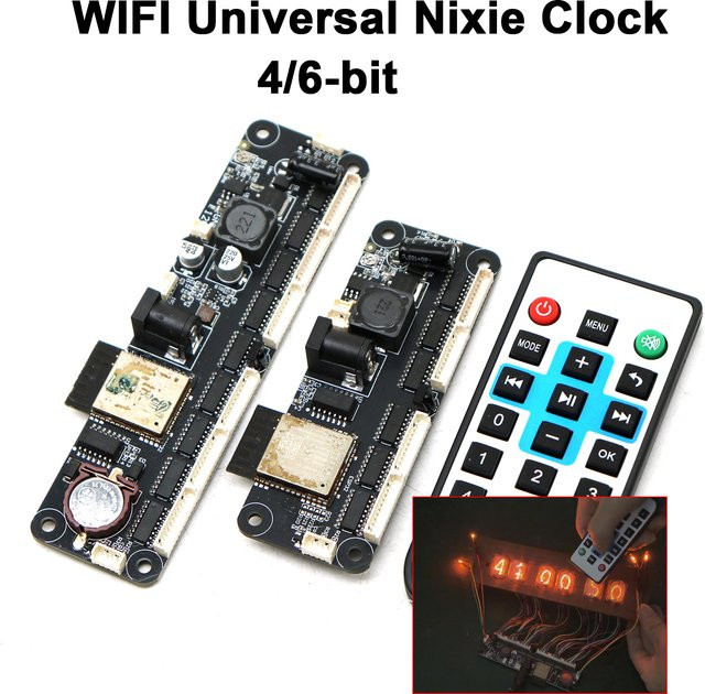 DYKBmetered WLAN-Steuerplatine für leuchtende Nixie-Röhren-Uhren mit Fernbedienung, Schwarz, kompatibel mit IN12 IN14 IN4 IN18 IN8 QS30 - Bild 1