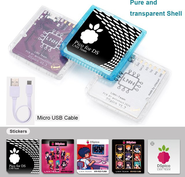 LinkRetro Pure Transparent MicroUSB DSPICO Pico DS-Spiel-Reader Adapter für DS Lite, DSi, 3DS und New 3DS XL - Bild 1