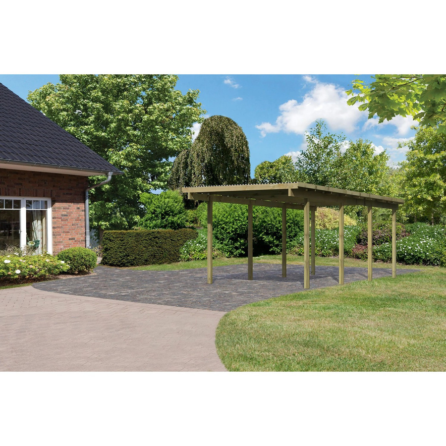 Karibu Einzelcarport Eco 2 Variante A aus Nadelholz mit PVC-Dachplatten, Farbe: grün, B/T: 268 x 576 cm - Bild 2
