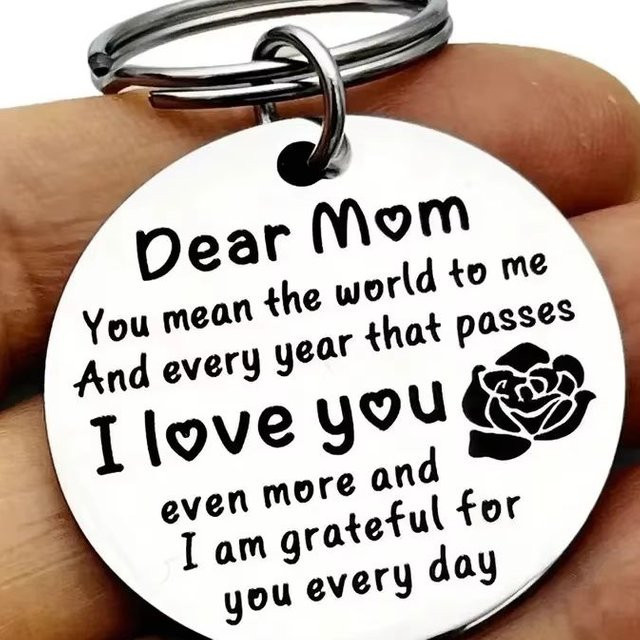 YiYuYiHua Schlüsselanhänger Edelstahl, Dear Mom I Love You - Bild 1