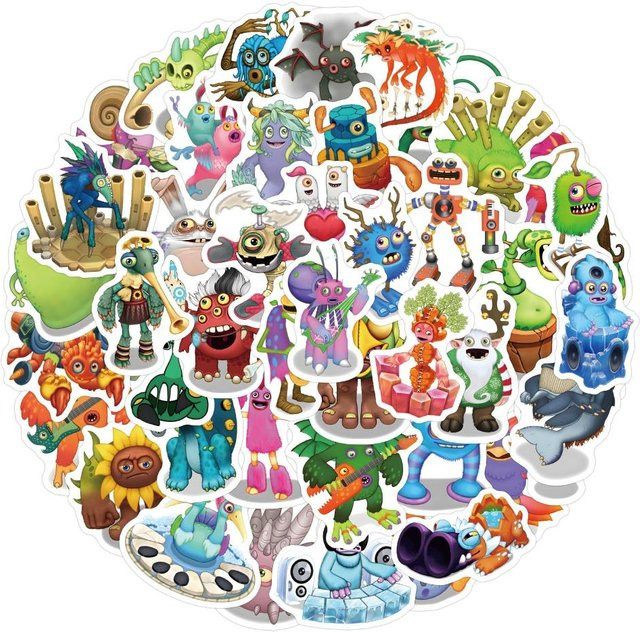 60 Stück My Singing Monsters Graffiti Aufkleber in Multicolour für Laptop, Kühlschrank und Gepäck von Binchi Outdoor Product - Bild 1