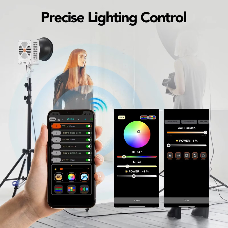 Nagnahz 330 W LED-Videoleuchte in Schwarz mit Bowens-Montage, zweifarbig 2700 K–6500 K und App-Steuerung für Fotostudio und Fotografie - Bild 4
