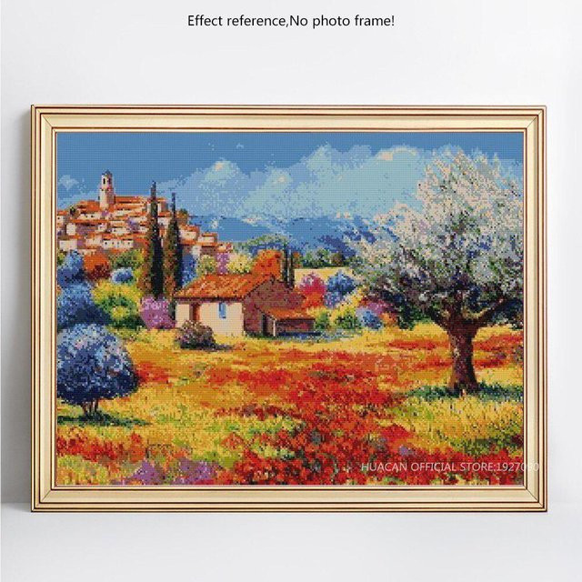 FIYO Diamantmalerei DIY Landschaft Stadt als Diamond Painting Set mit runden Steinen in Grau und Multicolour, B x H: 20 x 30 cm - Bild 1
