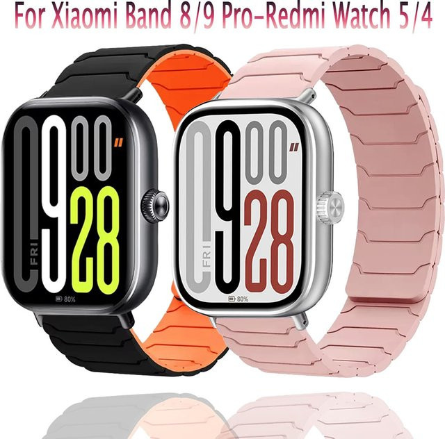 Xiaomi Silikonarmband, Magnetisch, Schwarz, Redmi Watch 5/4, Mi Band 9 Pro/8 Pro - Bild 1