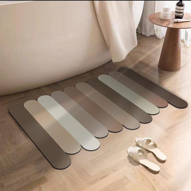 Saugfähiger und rutschfester Toilettenteppich von Yiran Furniture in Mehrfarbig, gestreift, B/T: 80 x 50 cm - Bild 1