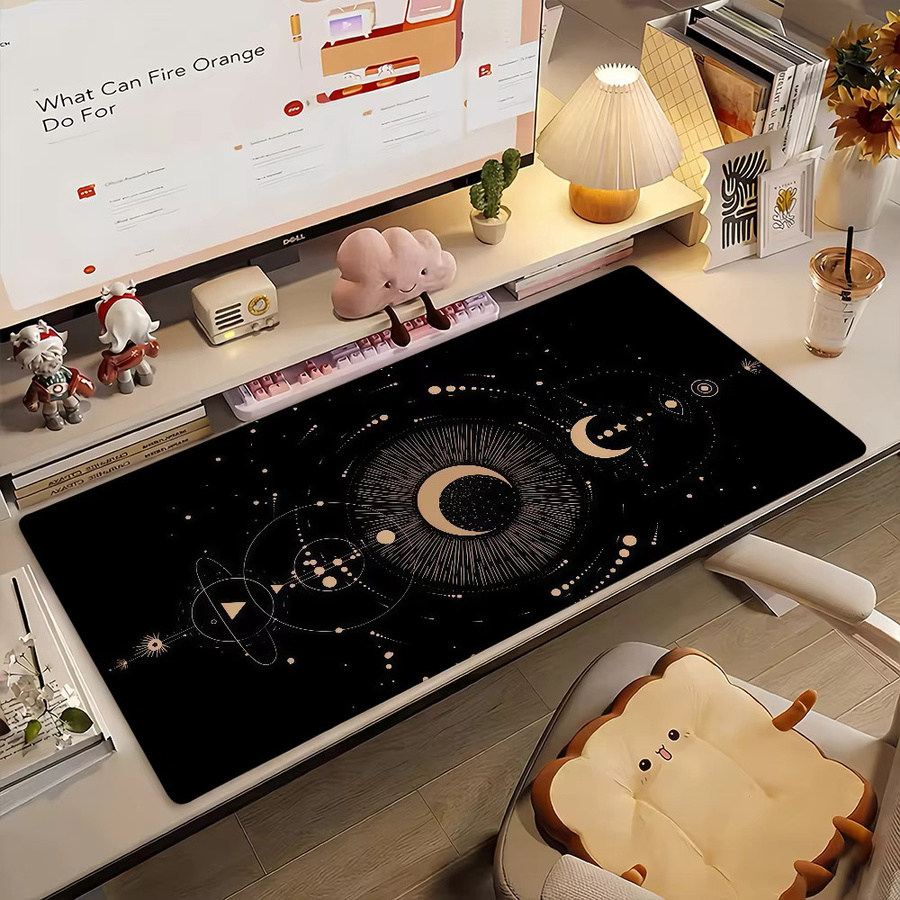 Moon Space Mauspad in Schwarz, rutschfeste XXL Schreibtischunterlage aus Gummi für Gaming und Büro - Bild 2