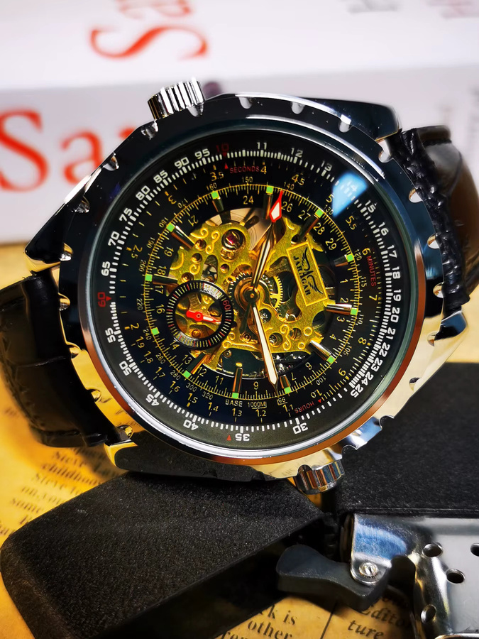 JARAGAR Automatik Armbanduhr, Edelstahl, Schwarz, Herren - Bild 4