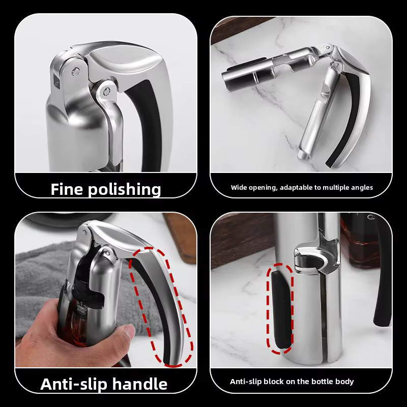 Professioneller halbautomatischer Weinöffner aus Zinklegierung und Edelstahl in Silber - Bild 4
