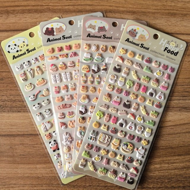 4er-Set 3D-Aufkleber mit niedlichen Tiermotiven in Multicolor von Sticker Story Store zur Dekoration von Notizbüchern und Planern - Bild 1