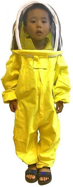 JIECARE Kinder Anti-Bienen-Anzug in Gelb mit Mesh-Maske aus Polyester für die Imkerei - Bild 1
