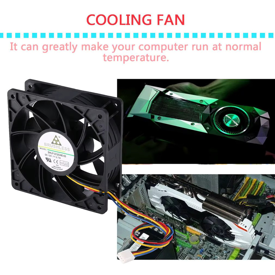 Bitmain Ersatz Kühlventilator für Antminer S7 S9, bürstenloser DC 12V 5.0A Lüfter mit 4-Pin-Anschluss, Schwarz - Bild 2