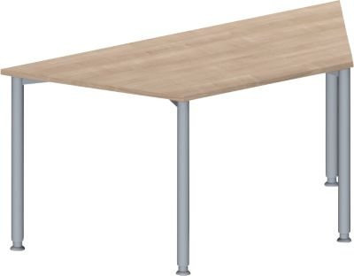 Schäfer Shop Genius Konferenztisch MODENA FLEX in Eiche-Dekor und Weißaluminium, höhenverstellbar, B: 160 cm, T: 80 cm, H: 72-84 cm - Bild 1