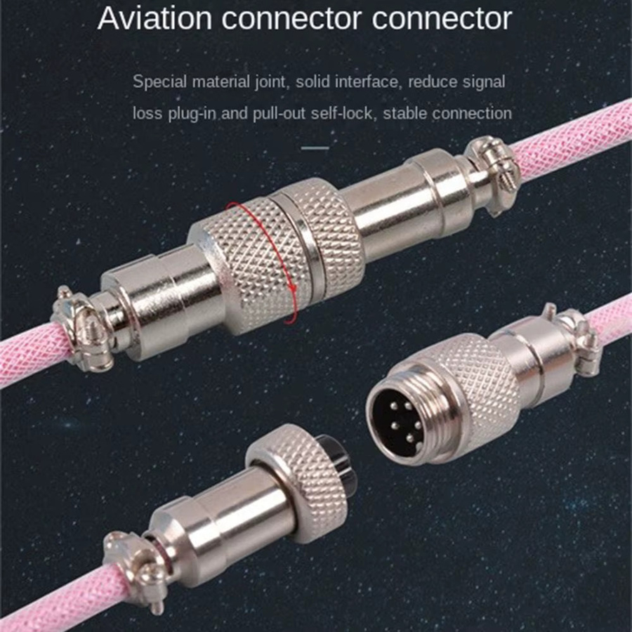 USB-C Spiralkabel für mechanische Gaming-Tastaturen mit Aviator-Steckverbinder in Schwarz oder Pink - Bild 3
