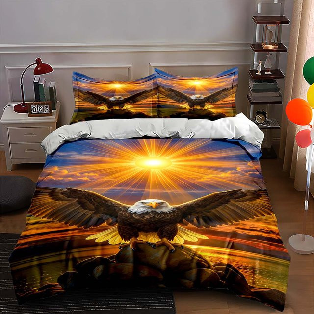 Cozy Silk Bettwäsche-Set mit Tier-Motiv in Orange, bestehend aus 1 Bettbezug und 2 Kissenbezügen, B/H: 135 x 200 cm - Bild 1