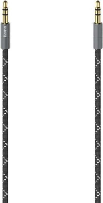 Hama Stereo-Audiokabel mit 3,5-mm-Klinkensteckern, vergoldet, Schwarz/Grau, Länge: 1,5 m - Bild 2