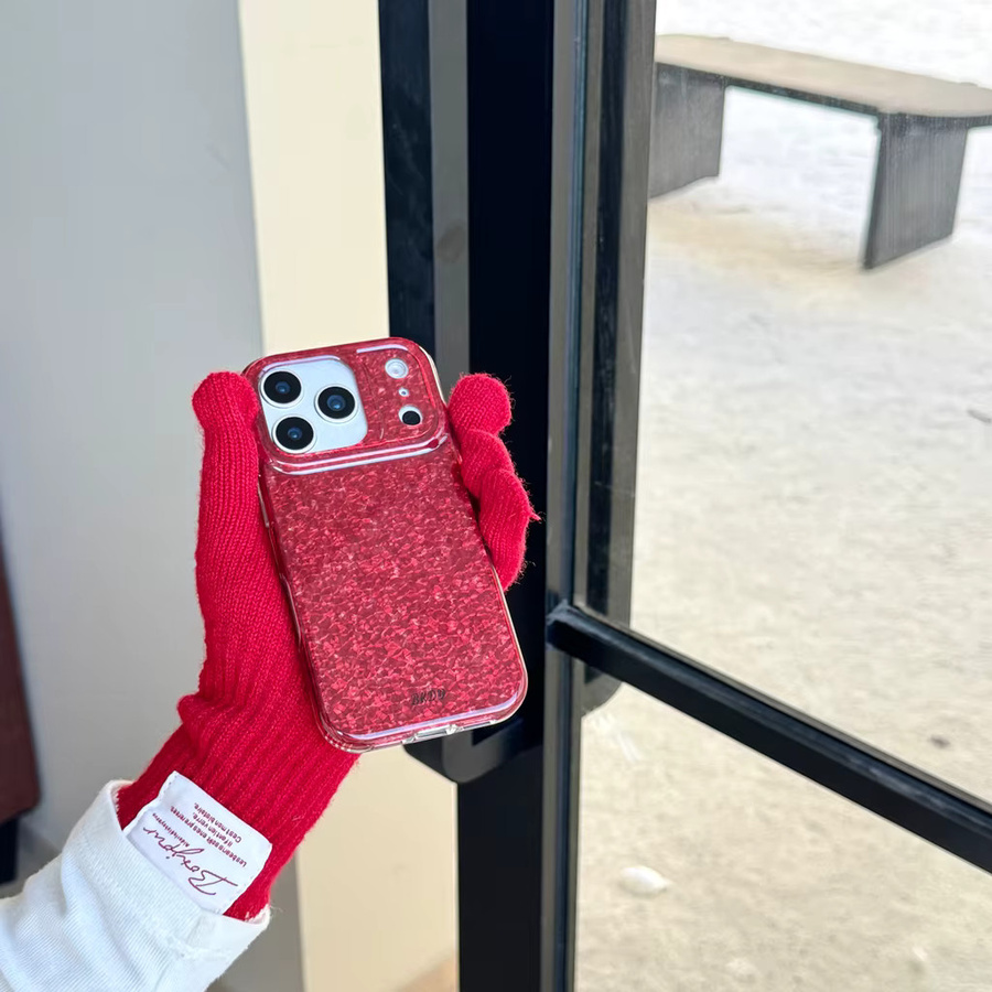 Stoßfeste Apple iPhone Schutzhülle mit glänzender roter Pailletten-Textur für iPhone 17, 16, 15 und 14 Pro Max - Bild 5