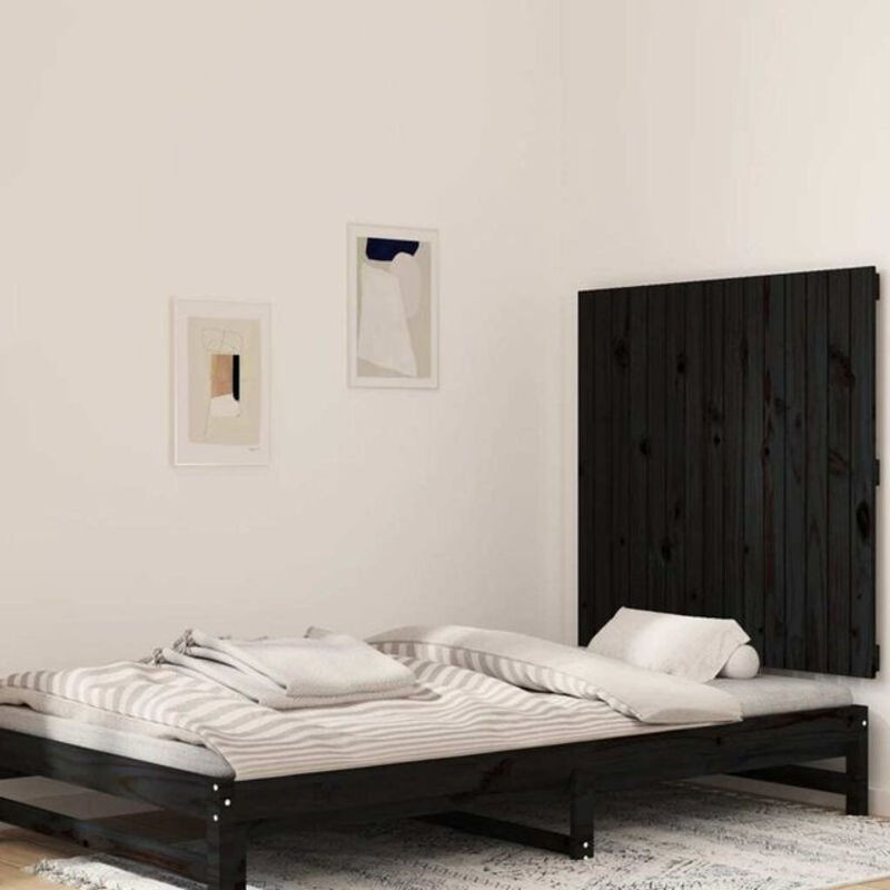 Wand-Kopfteil Vidaxl aus Massivholz Kiefer in Schwarz, B: 95,5 cm, H: 90 cm, T: 3 cm - Bild 1