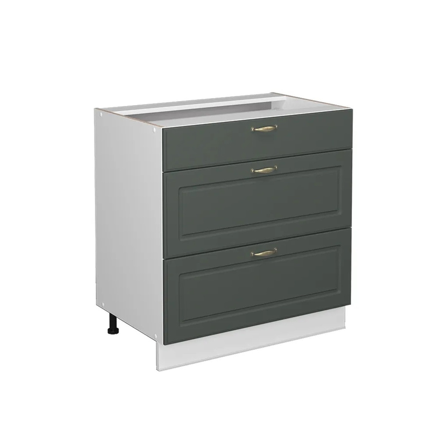 Vicco Badschrank Fame-Line im Landhausstil mit 3 Schubladen und Soft-Close-Türen, Farbe Grün-Gold-Weiß, B/H: 80 x 82 cm - Bild 2