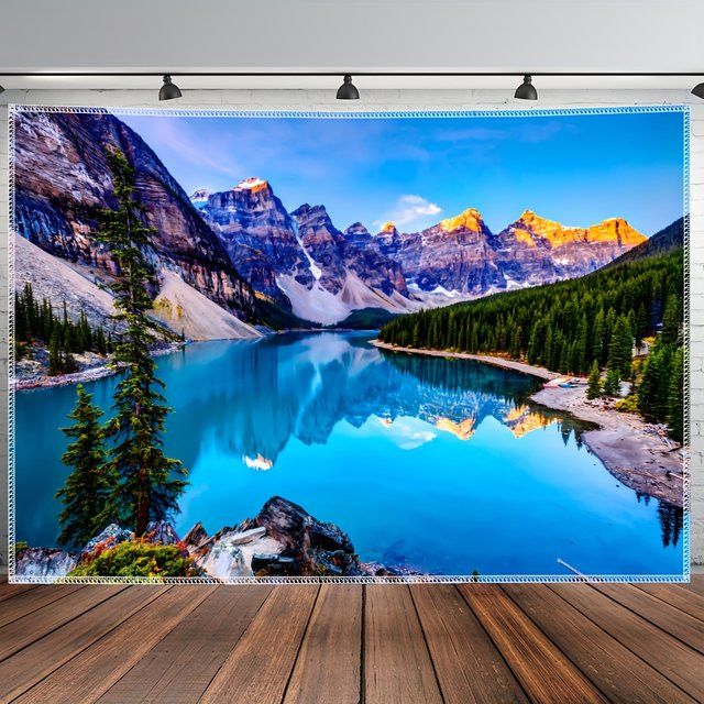 VIKAMA Landschaft Wandteppich mit Seeansicht und Bergen im chinesischen Zen-Stil - Bild 1