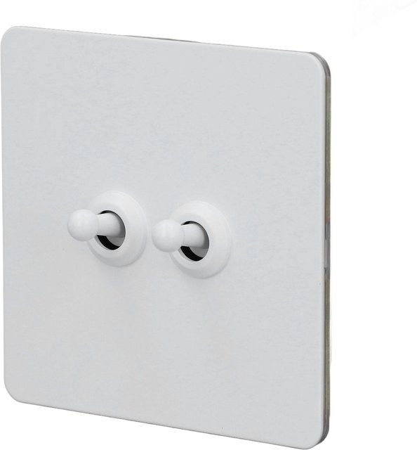 Sonoff 2-fach 2-Wege Doppelpoliger Wand-Kippschalter mit Edelstahlplatte und isolierter PC-Basis in Weiß - Bild 1