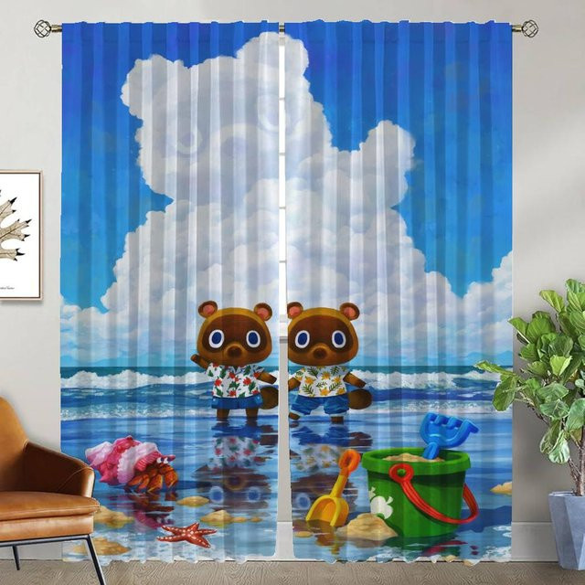 Animal Crossing Verdunkelungsvorhänge für das Kinderzimmer, 2er-Set, Mehrfarbig, Breite: 50 cm, Höhe: 70 cm - Bild 1