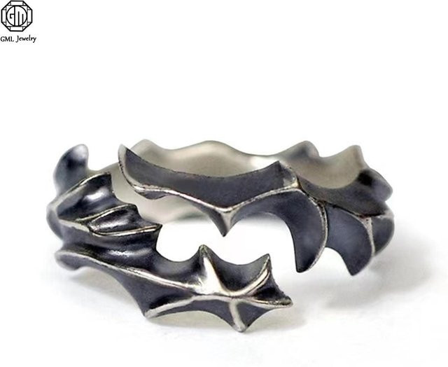 Ring Drachenklaue Adlerkralle, Silber, Blauer Kristall, Unisex, Vintage - Bild 1
