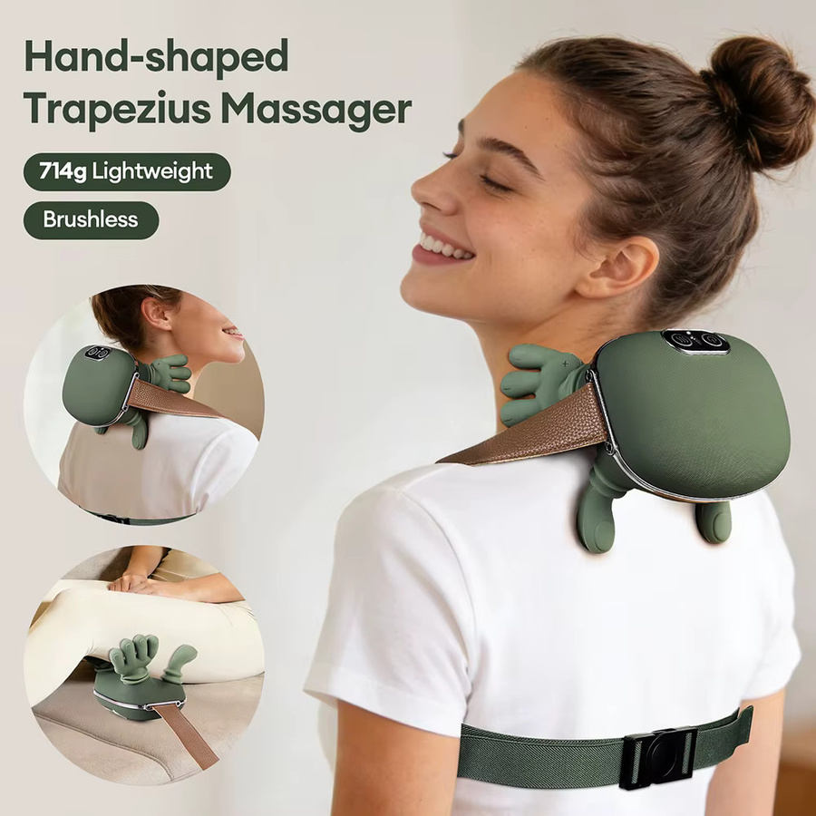 iebilif 4D Bionisches Hand-Nacken-Massagegerät mit Shiatsu-Tiefengewebemassage in Silber und Grün - Bild 2
