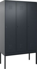 C+P Spind Classic PLUS Garderobenschrank aus Stahl mit 3 Abteilen, Anthrazit/Schwarz, H x B x T: 212 x 120 x 50 cm - Bild 1